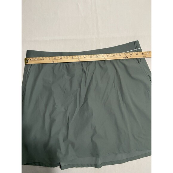 Women’s XXL Green Resort Skort 4 Pockets 2 Zip Pull On Stretch White Stripe - Picture 1 of 3